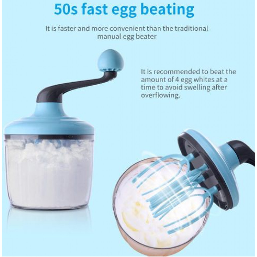 Manual Plastic Egg Beater Hand-Held Egg Mixer Kitchen Baking Tool, Blue