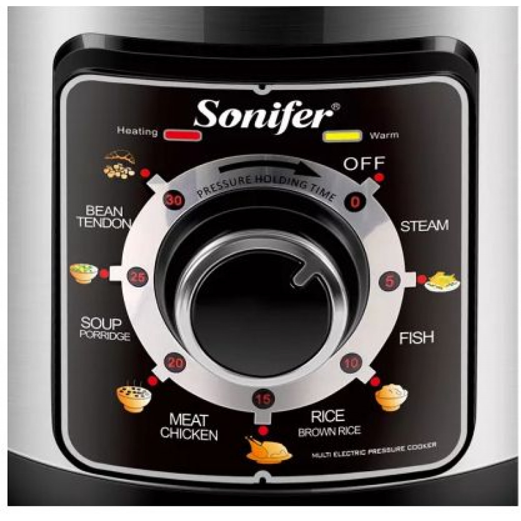 Sonifer 6L Electric Rice/Pressure Cooker, With Heat Preservation Function,Silver