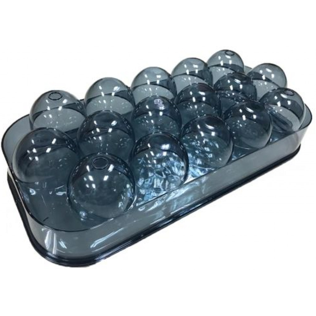 16 Egg Tray Holder For Refrigerator, Stackable Organizer Bin With Lid, Grey