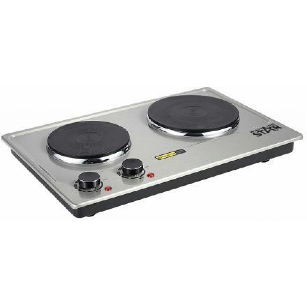 Winningstar Double Burner Heater Hot Plate Electric Stove Cooker, 1500W Silver