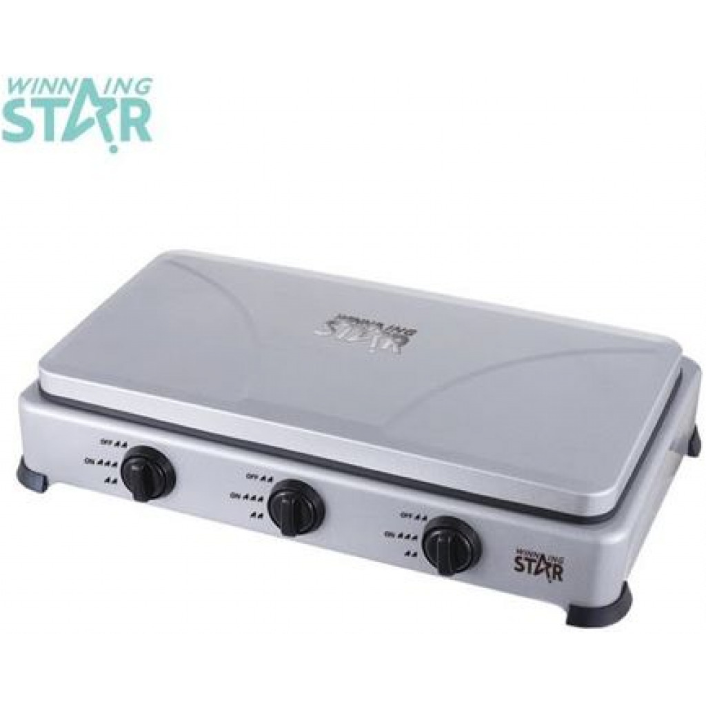 Winningstar 3 Burner Gas Stove Cooker Plate With Automatic Ignition - Grey