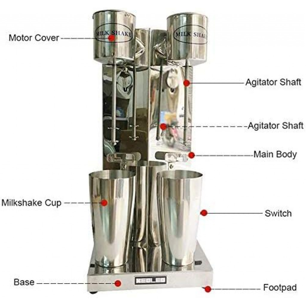 Commercial Double Head Drink Mixer Blenders Milkshake Machine, Silver