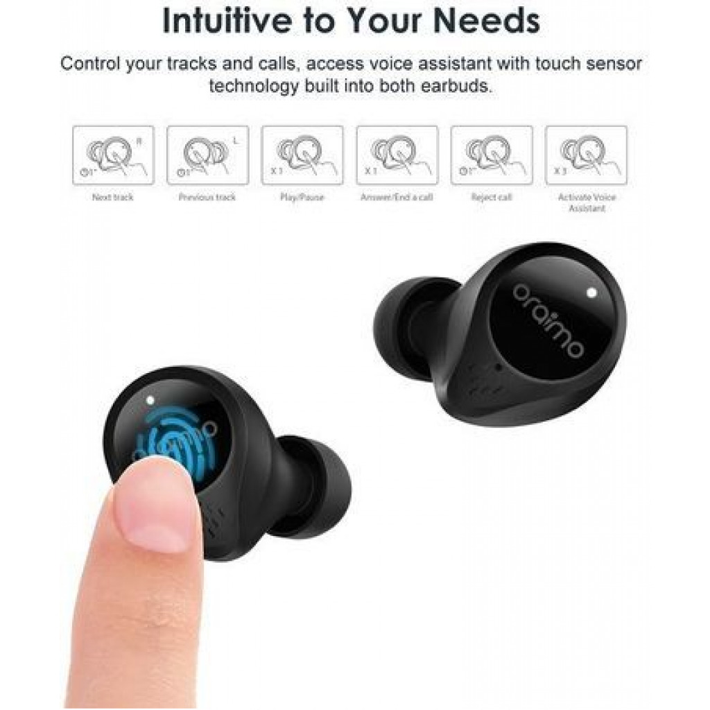 Oraimo Earbuds-2 Super Bass Wireless Stereo Earbuds – Black Headsets TilyExpress 3