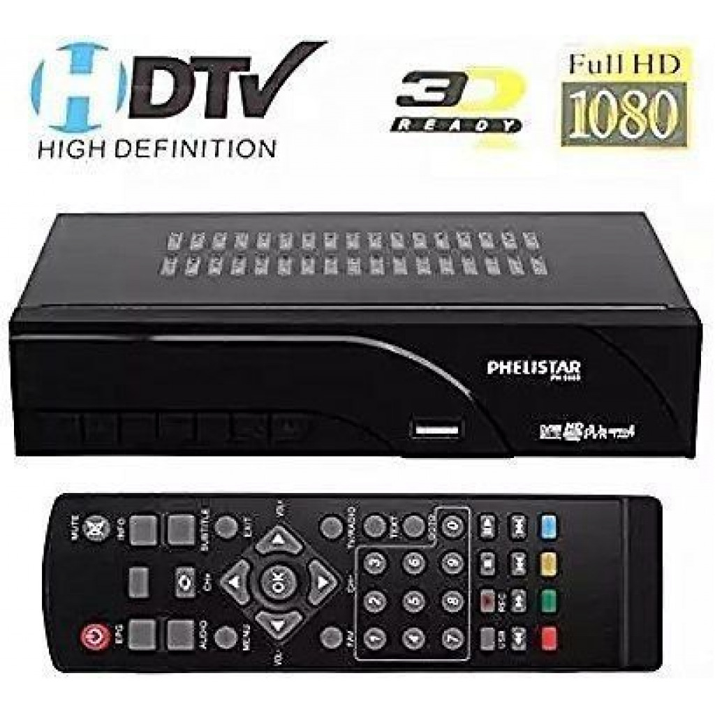 Phelister Free To Air Decoder HD 1080 DVB T2 Terrestrial - Black