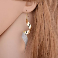 New Women Twist Spiral Froste Earrings Wedding Jewelry - Gold