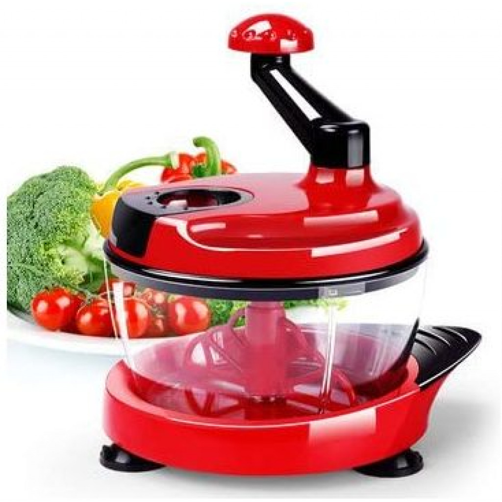 1.5L Manual Food Processor Meat Grinder Vegetable Chopper Shredder Cutter, Red