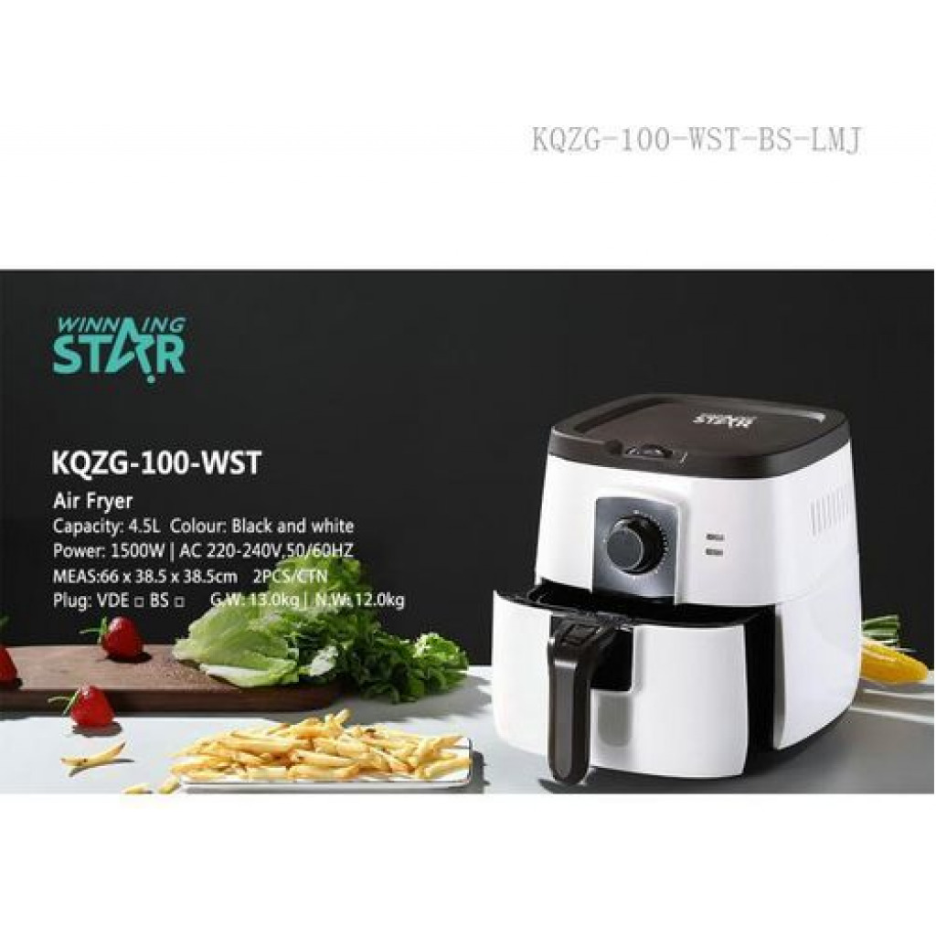 Winningstar 4.5Litre Air Fryer With Adjustable Thermostat , white