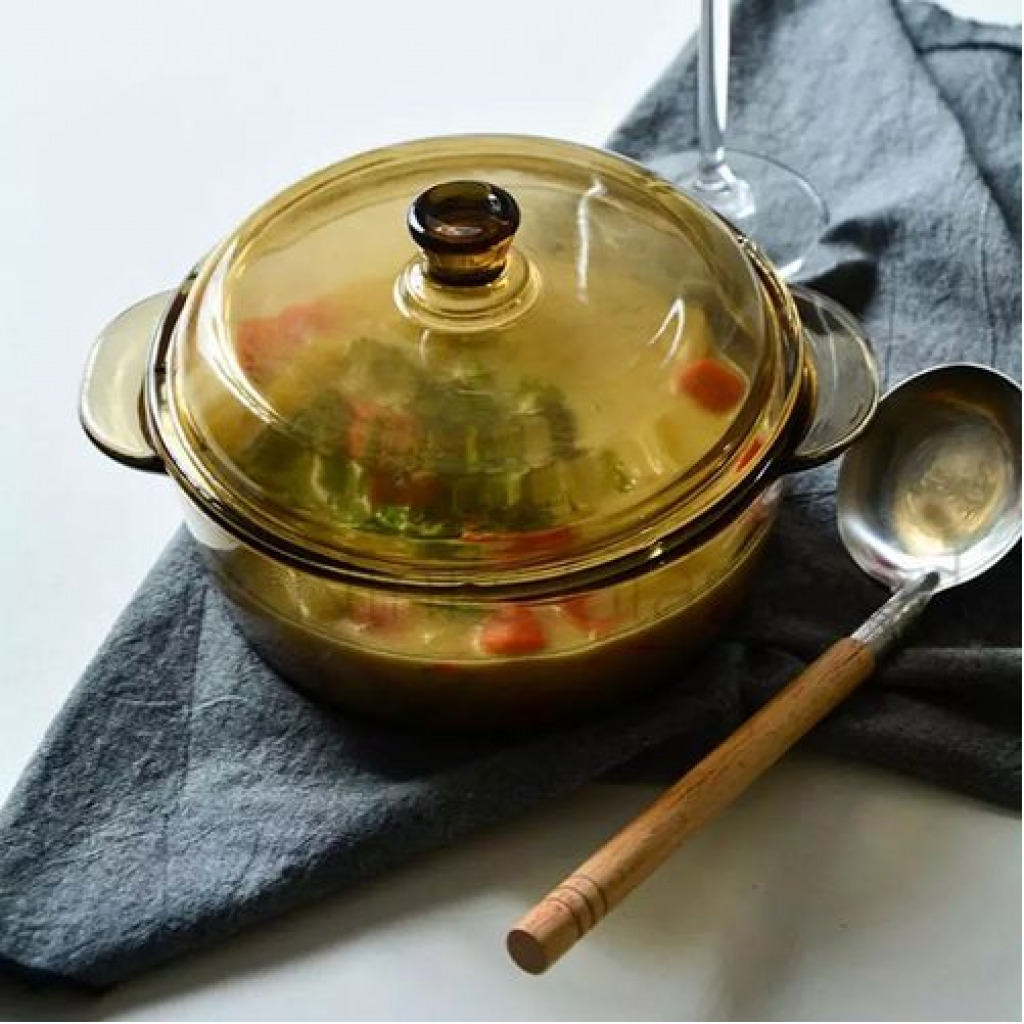 1L Soup Mixing Baking Serving Glass Casserole Dish For Mircowave, Brown