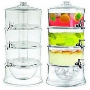 Acrylic 3-Tier Water, Juice Drink Dispenser With Ice Chamber Base-Colorless