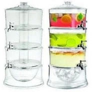 Acrylic 3-Tier Water, Juice Drink Dispenser With Ice Chamber Base-Colorless Beverage Serveware TilyExpress