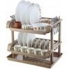 2 Tier kitchen Plastic Dish Draining Drying Storage rack tray - Cream