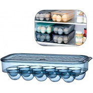 16 Egg Tray Holder For Refrigerator, Stackable Organizer Bin With Lid, Green Egg Trays TilyExpress
