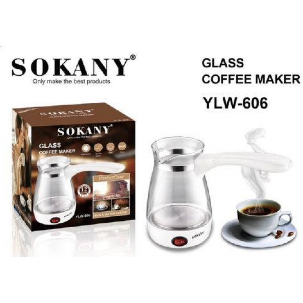 Sokany 500ml Coffee Maker Pot, Glass Electrical Coffee Kettle, White