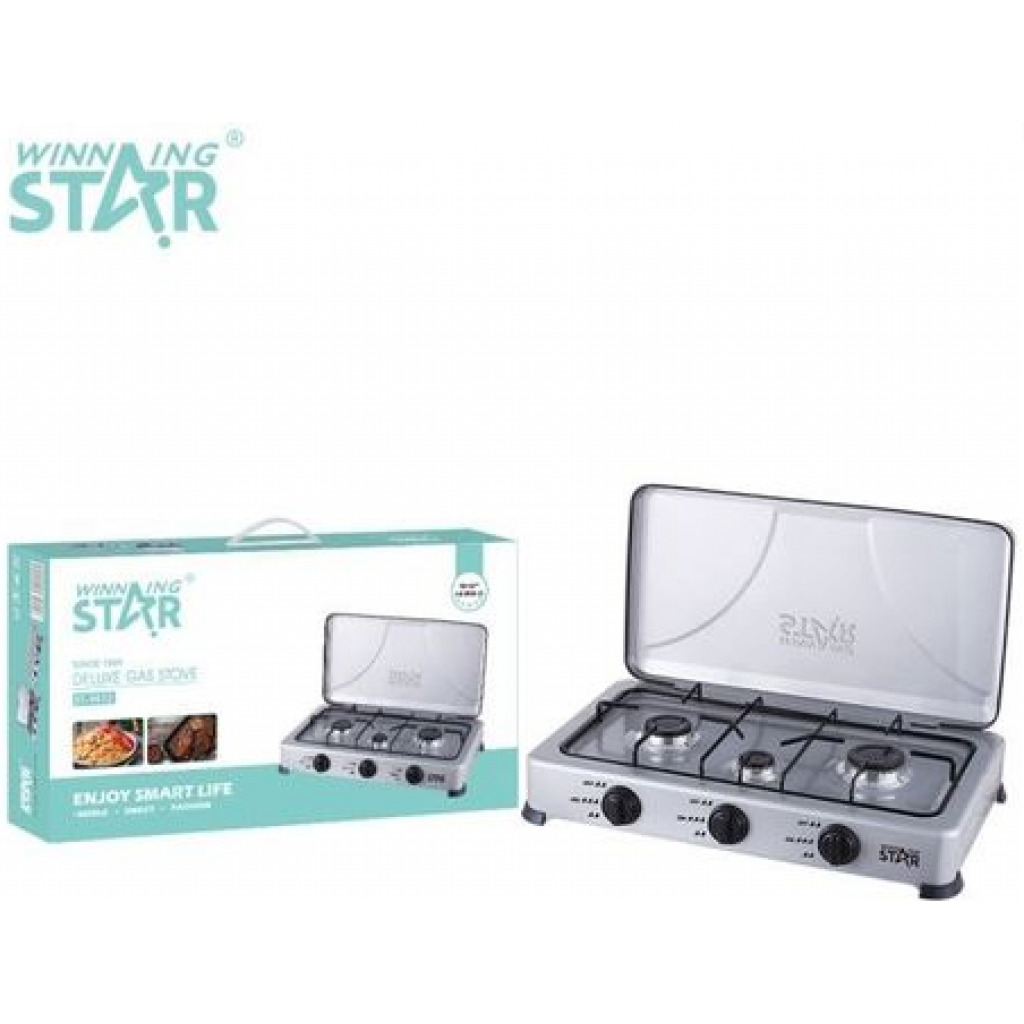 Winningstar 3 Burner Gas Stove Cooker Plate With Automatic Ignition - Grey