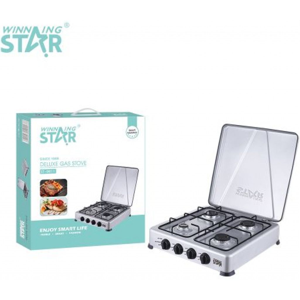 Winningstar 4 Burner Gas Stove Cooker Plate With Automatic Ignition - Grey