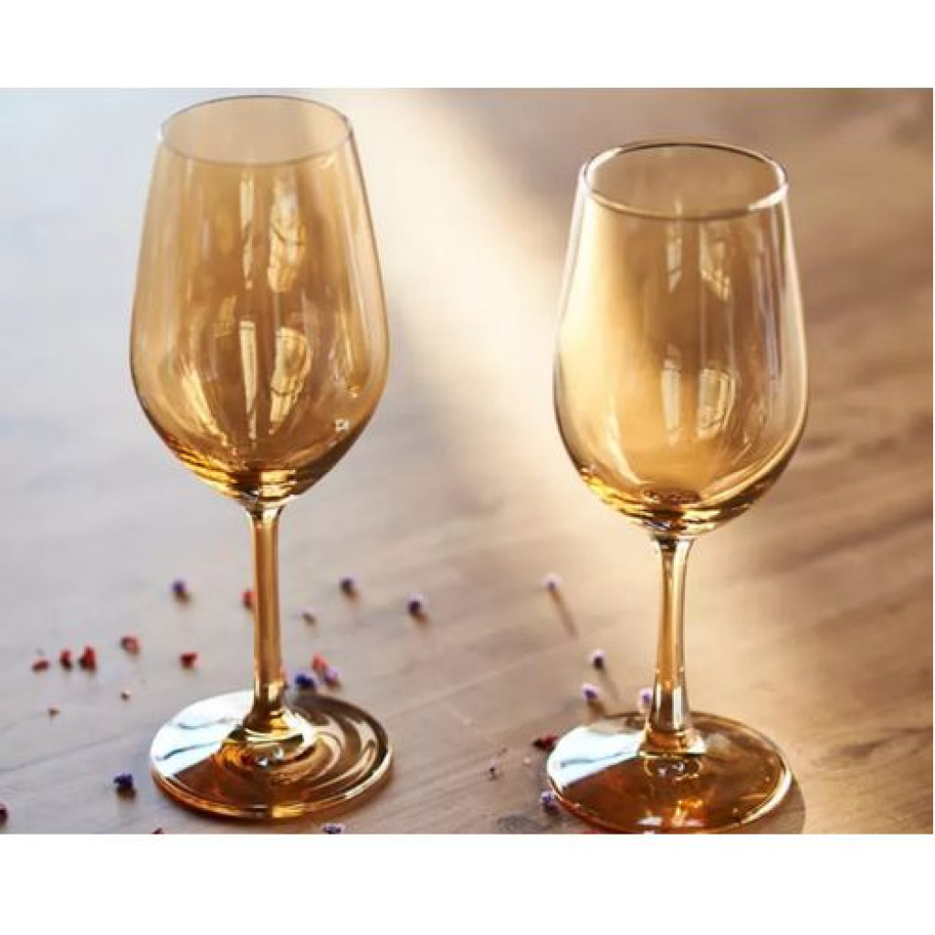 Gold Lead-free Juice, Wine Glasses- 6 Pieces, Brown