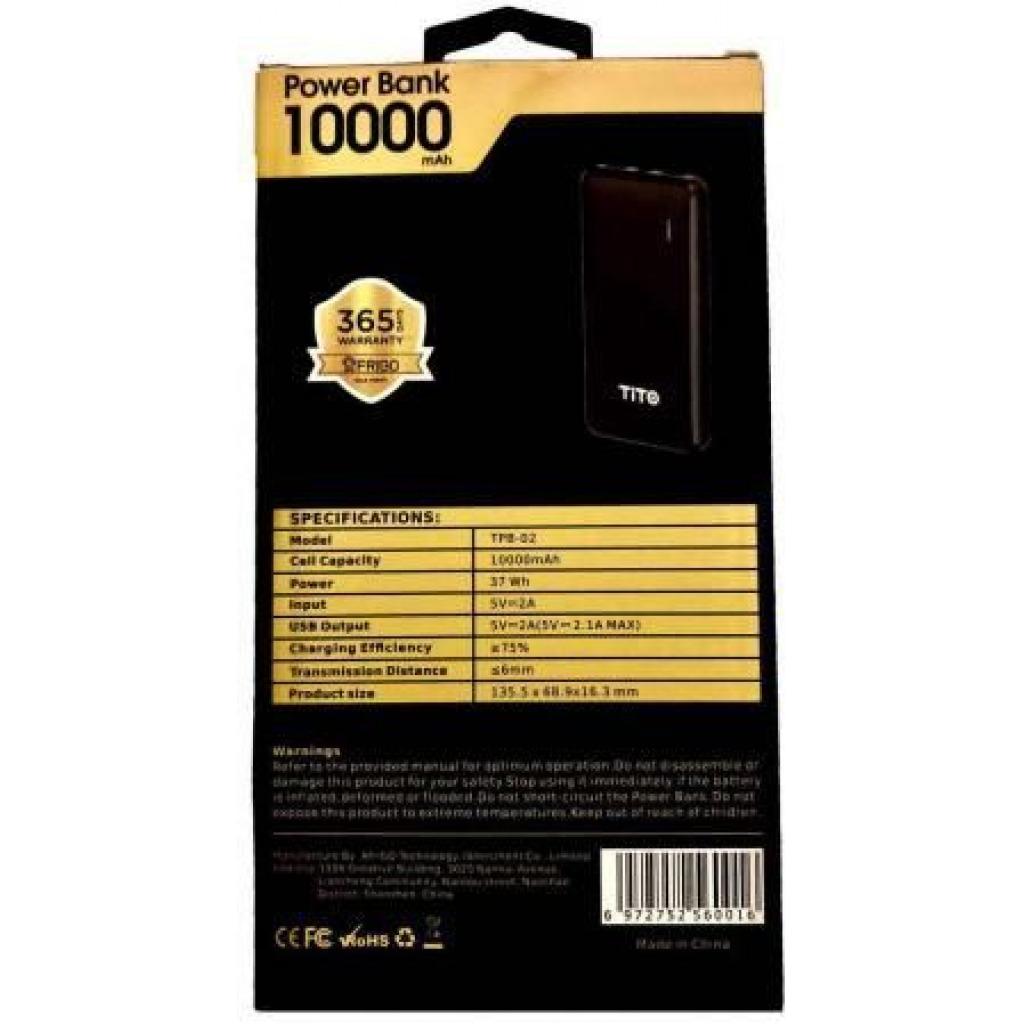 Tito Powerful Portable Power Bank 10000mAh - Black