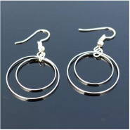 New Women’s Double Dangle Drop Earrings Wedding Jewelry - Silver