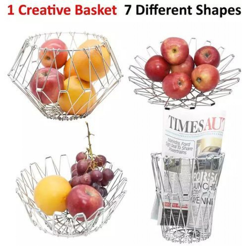 Fruit 7in1 Adjustable Fruit Basket Multipurpose Storage Organizer, Silver