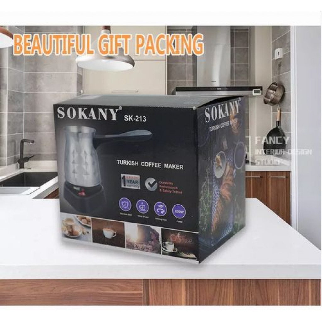 Sokany 0.5L Coffee Maker Machine Stainless Steel Electrical Kettle Pot, Silver