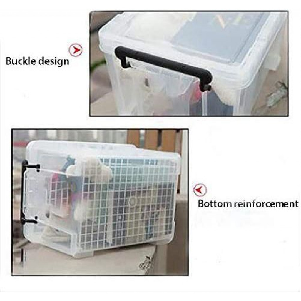 Plastic Stackable Organizer Storage Box, 96-Liters Transparent, with Lid, White