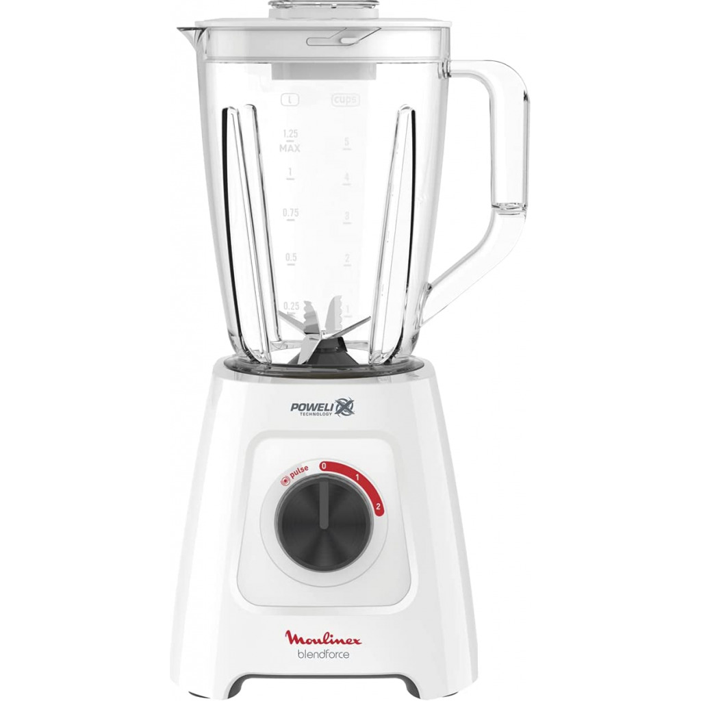 Moulinex Blendforce 2 In 1, Blender With Juicer Jar, 600 Watts, White / Black / Clear, Plastic, Lm42Q127