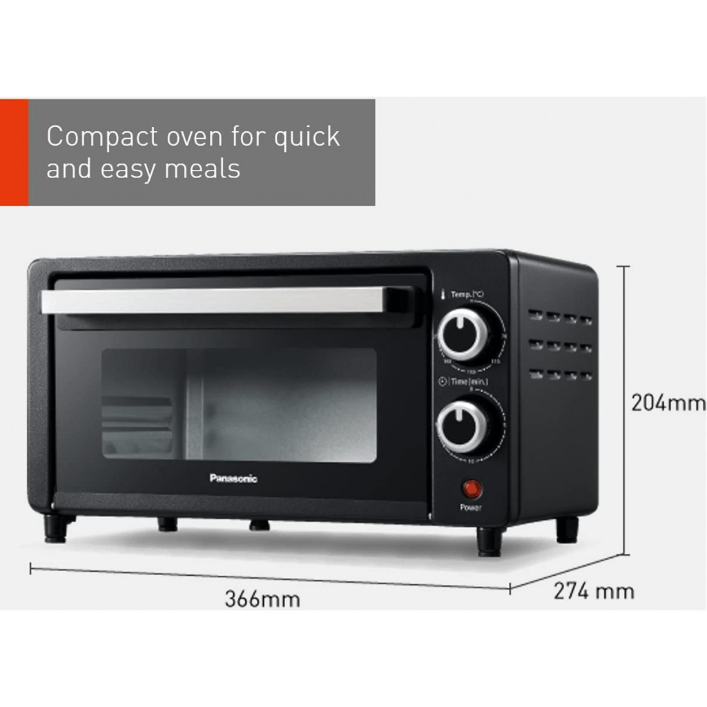Panasonic 9L Double Glazed Glass Toaster Oven With Upper & Lower Heaters, Toaster Oven For Baking & Toasting With 70°–230°C Temperature Control (Model Nt-H900)