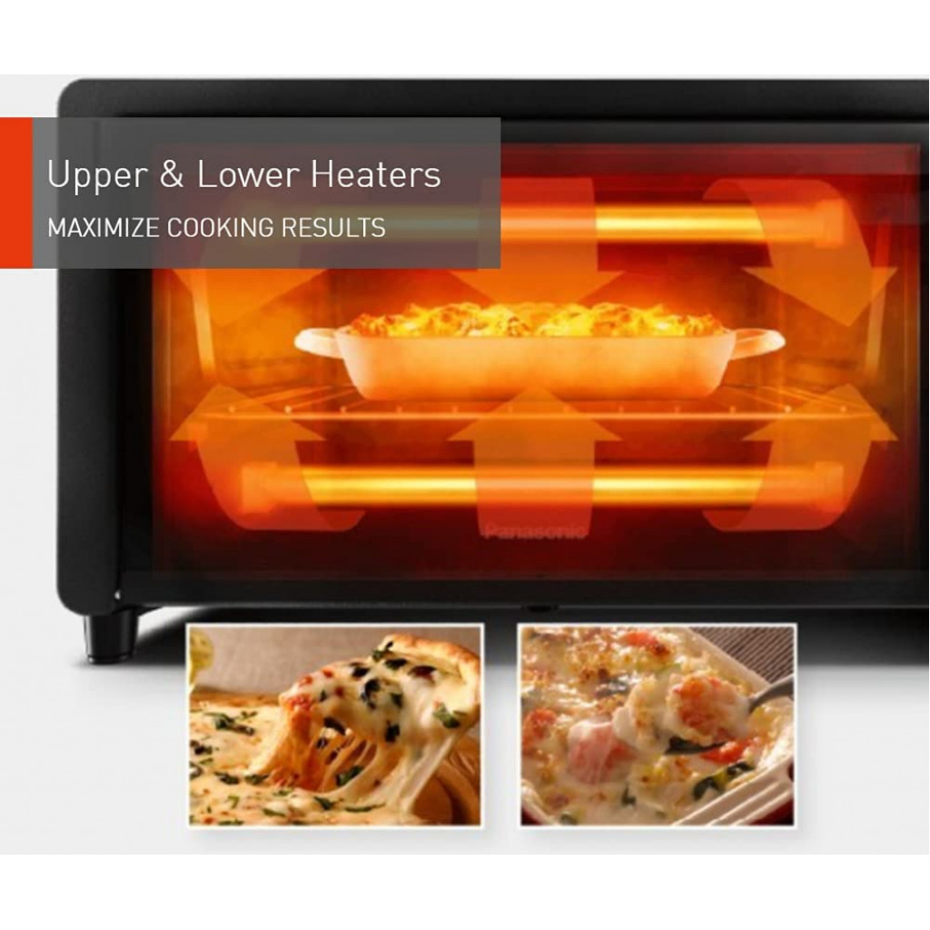 Panasonic 9L Double Glazed Glass Toaster Oven With Upper & Lower Heaters, Toaster Oven For Baking & Toasting With 70°–230°C Temperature Control (Model Nt-H900)