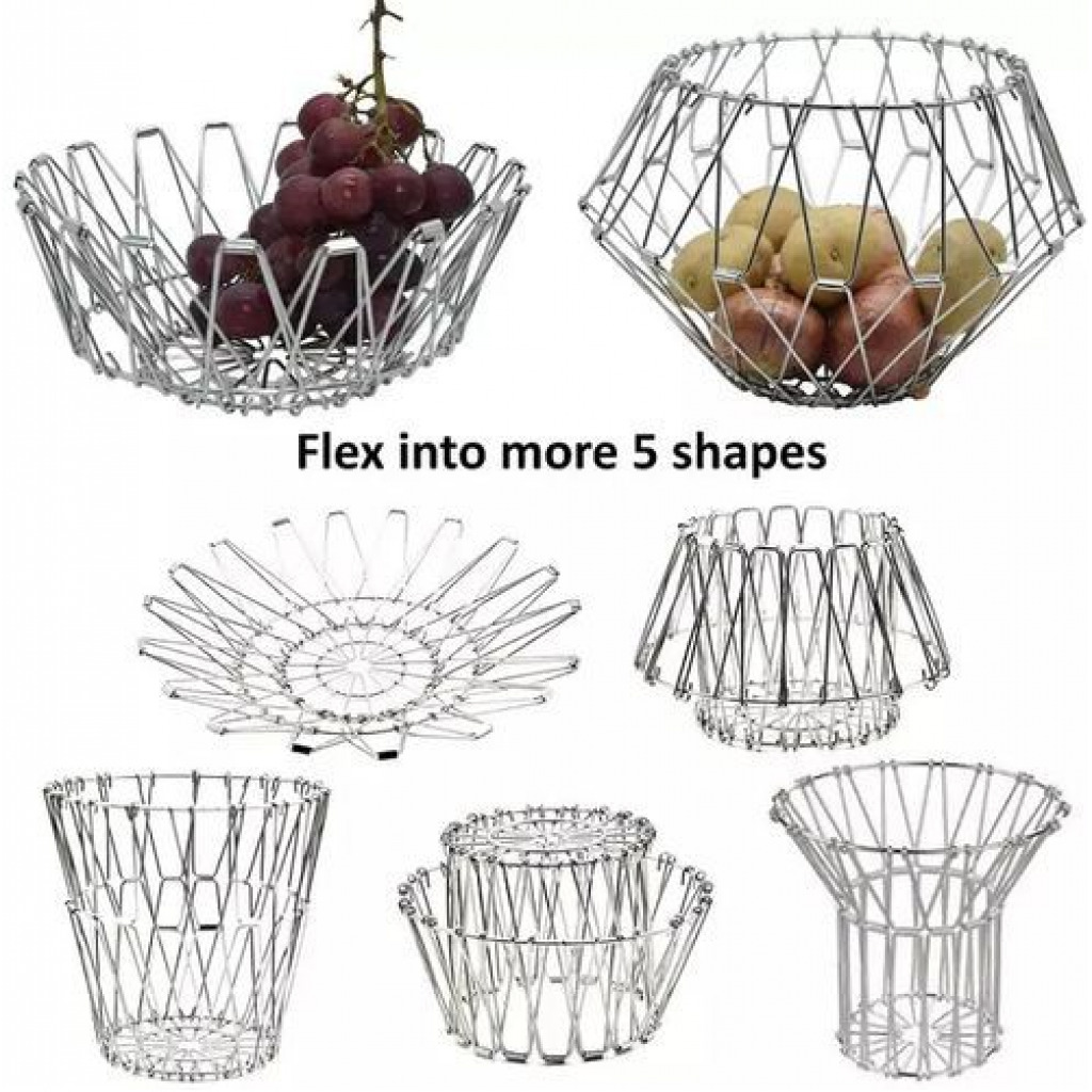 Fruit 7in1 Adjustable Fruit Basket Multipurpose Storage Organizer, Silver