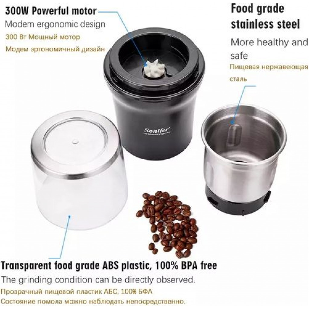 Sonifer Detachable Electric Herbs, Nuts, Coffee Grinder Maker Machine, Black