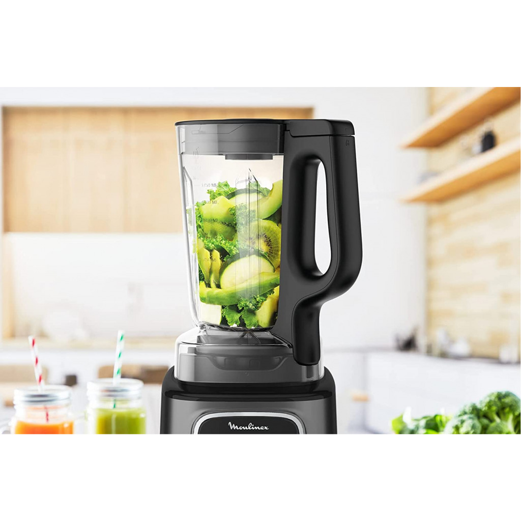 Moulinex Infinymix+ 1.7 Litre High Speed Blender With 600 ml Travel Cup, Powelix Life Pro Blades, 5 Auto Programs, 1600 Watts, Tritan Jar, Black, Lm91Hd27