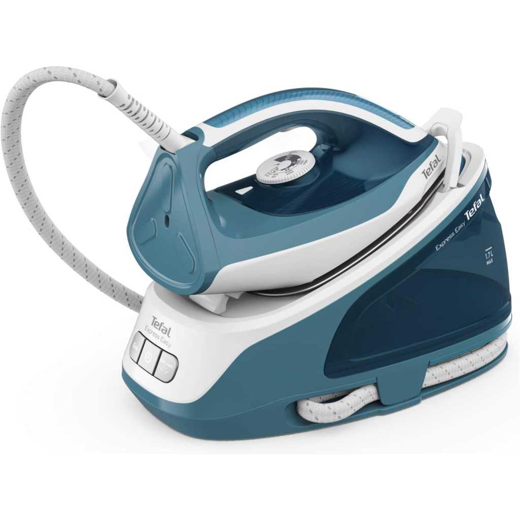 Tefal Express Easy Steam Station, 1.7 Liters, Lock system Steam Generator Iron , Ceramic Xpres Glide, SV6131G0 - Blue/White