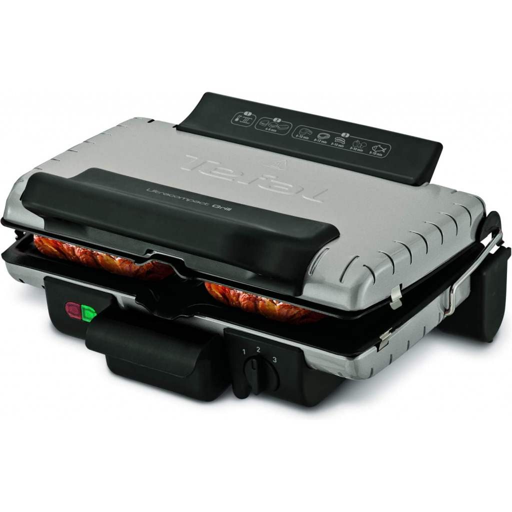 Tefal Grill, Ultra Compact Barbecue / Bbq Grill, Sandwich Maker, 1700 Watts, Silver , GC302B28