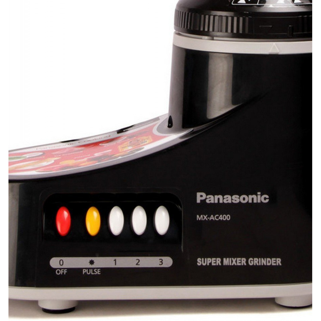 Panasonic MX-AC400 550-Watt Super Mixer Grinder with 4 Jars (Black)