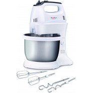 Moulinex Quick Mix Hand Mixer With Stainless Steel Stand Bowl, 300 Watts, White, Plastic, Hm312127