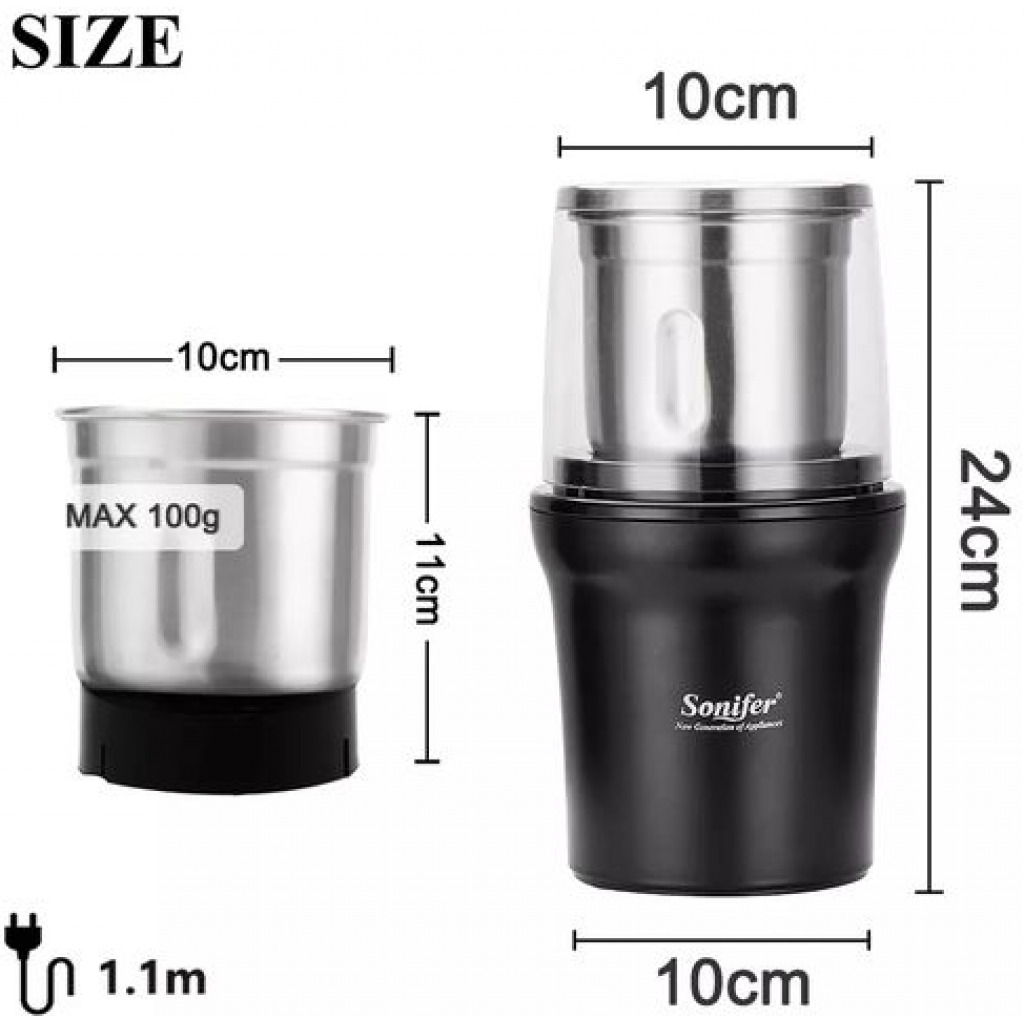 Sonifer Detachable Electric Herbs, Nuts, Coffee Grinder Maker Machine, Black