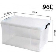 Plastic Stackable Organizer Storage Box, 26-Liters Transparent, with Lid, White Food Storage TilyExpress