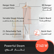 Panasonic Garment Steamer, 2140W, NI-GWE080, White, 2L Tank, 50G/Min Garment Steamers TilyExpress
