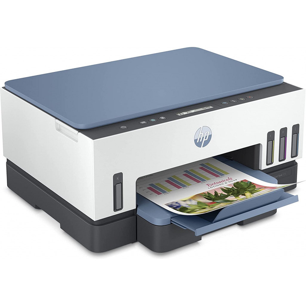 HP Smart Tank 725 All-in-One Printer wireless, Print, Scan, Copy, Auto Duplex Printing, Print up to 18000 black or 8000 color pages, White/Blue [28B51A]