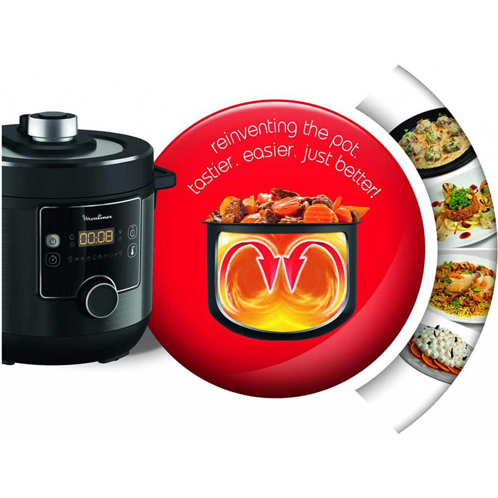 Moulinex Turbo Cuisine Electrical Pressure Cooker/Rice Cooker, 7.5 Litre, 1200 Watts, Black, CE777827 Multicooker