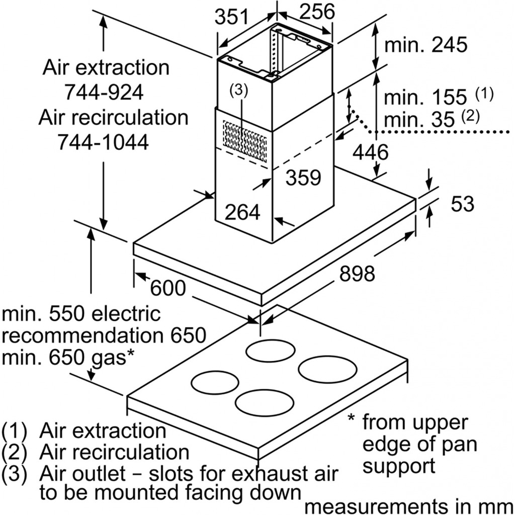 Bosch Serie | 4, 90 cm Island Chimney Hood, Stainless steel - DIB97IM50M, 1 Year Warranty