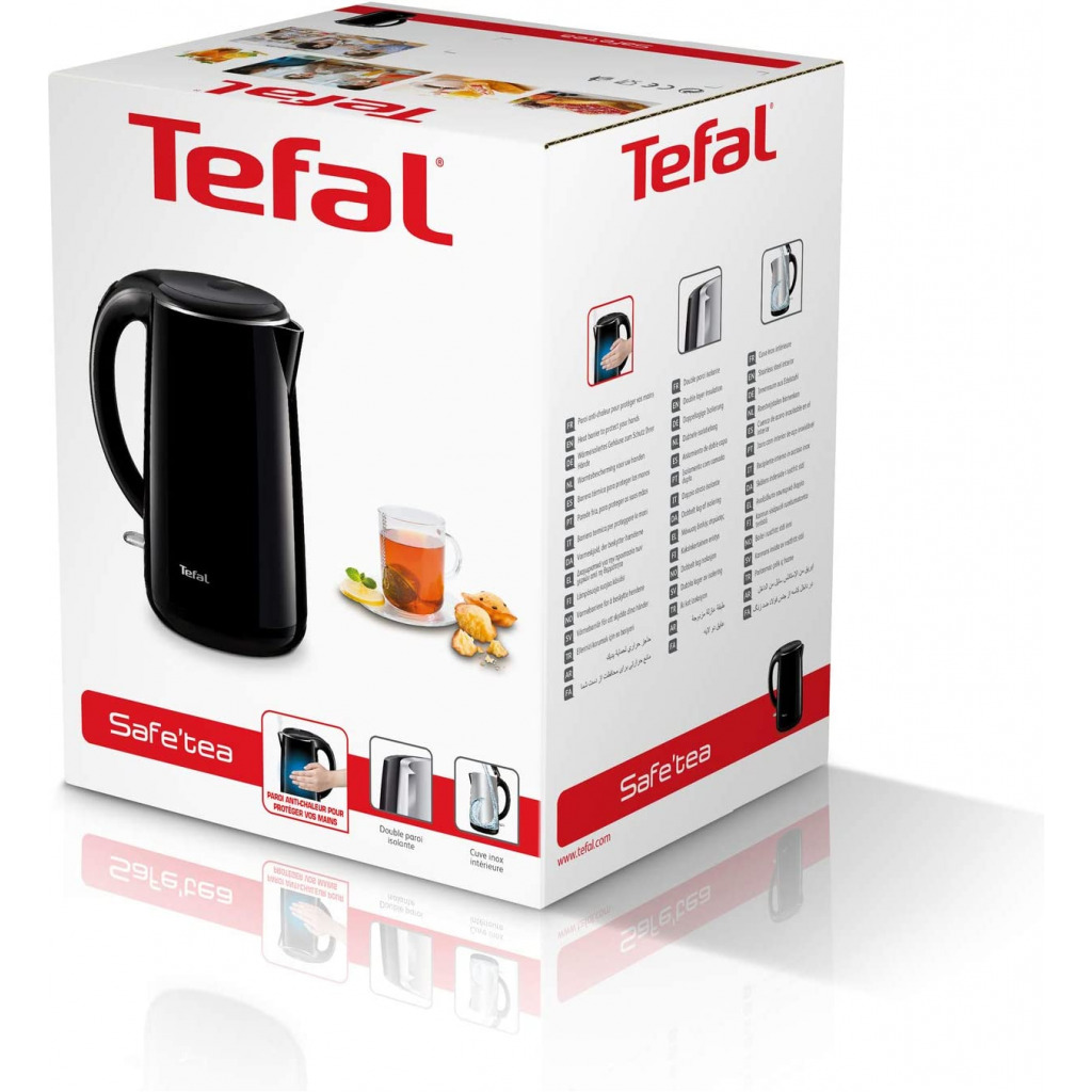 Tefal Safe Tea Insulated Electric Kettle 1,800 Watts - 1.7 Liter, KO260865 Percolator - Black
