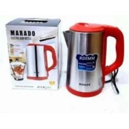 Marado Original Luxury 1500W 3L Large Stainless Electric Heat Kettle Percolator - Silver and Red