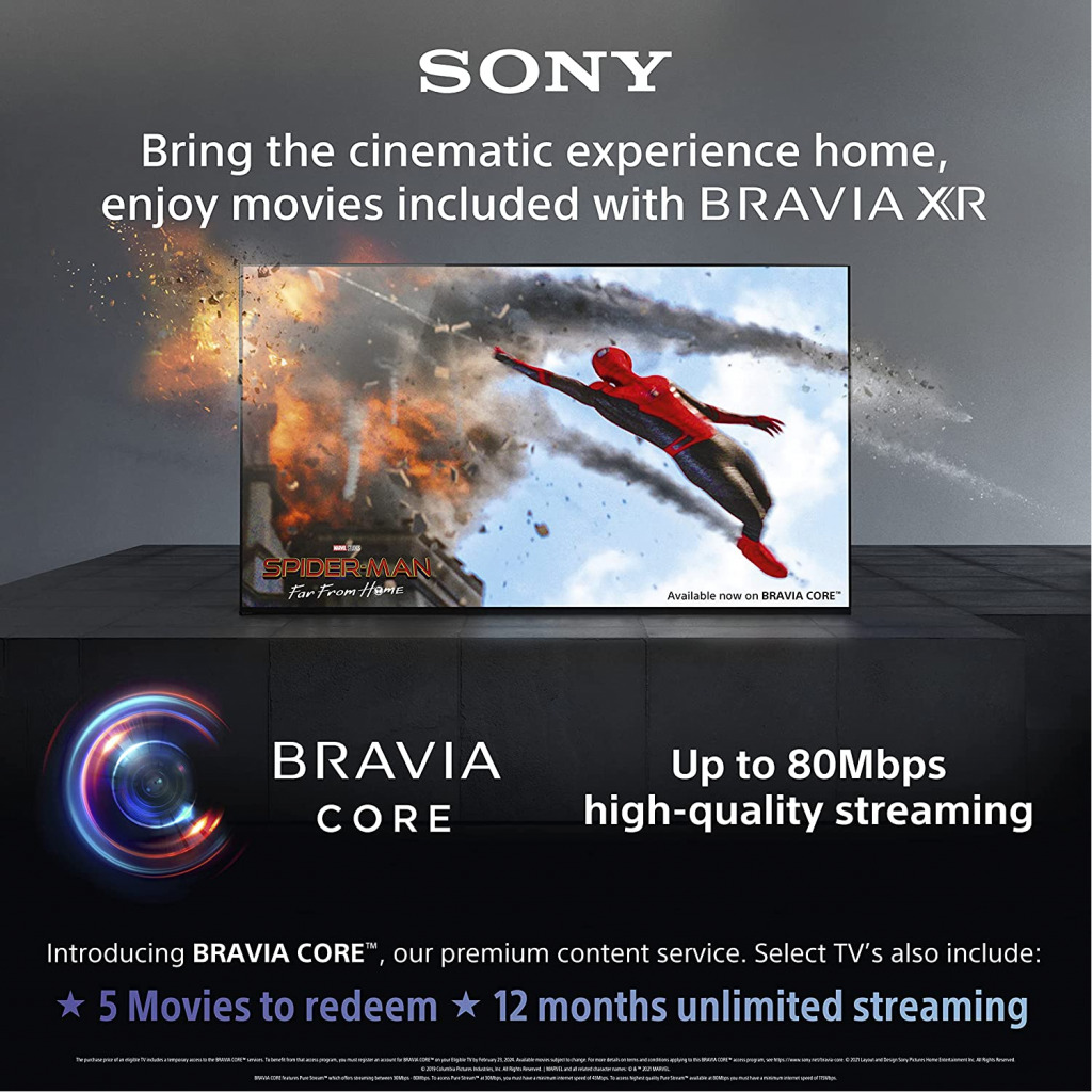 Sony BRAVIA XR OLED KD55A80J - 55-inch - OLED - 4K Ultra HD (UHD) - High Dynamic Range (HDR) - Google TV - (Black, 2021 model)