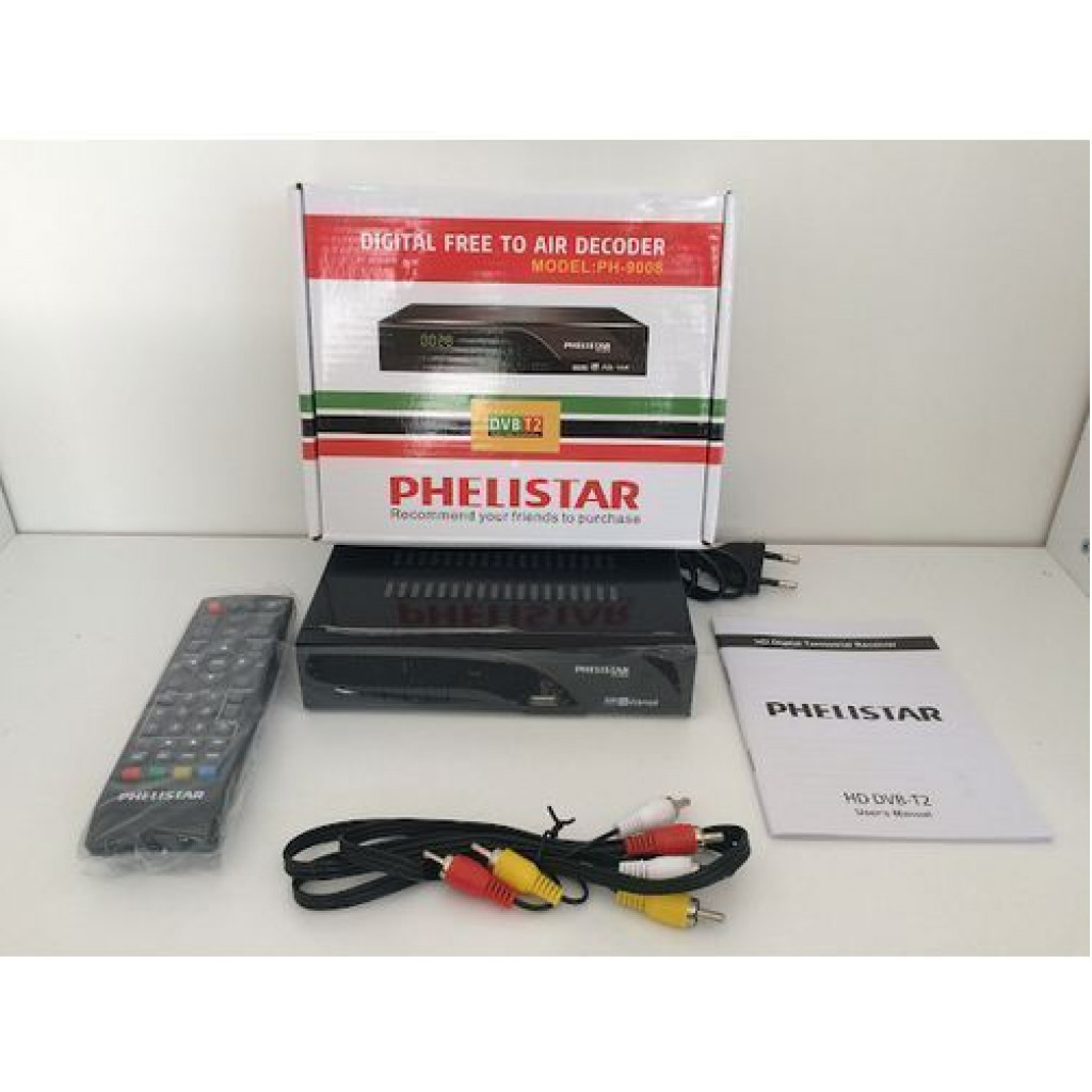 Phelister Free To Air Decoder HD 1080 DVB T2 Terrestrial - Black