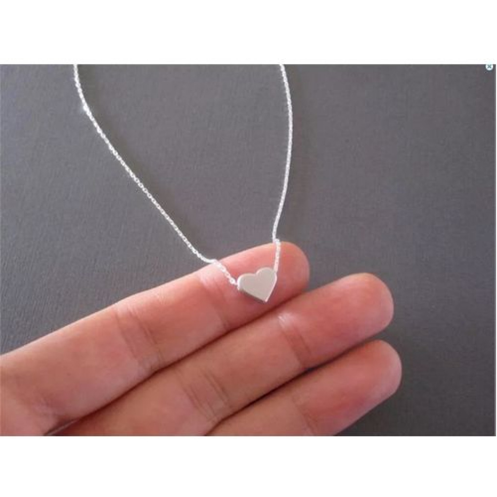 New Heart Design Simple Dainty Zinc Alloy Necklace - Silver