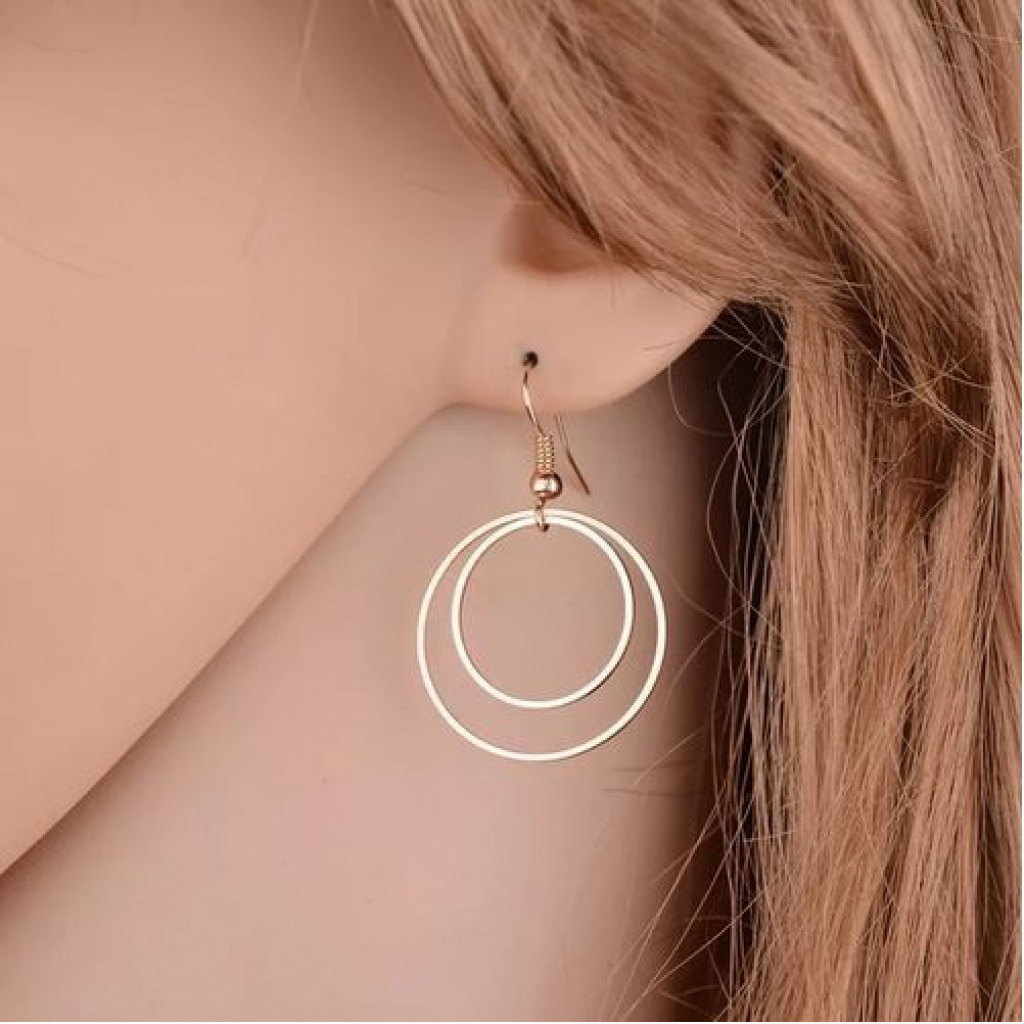 New Women’s Double Dangle Drop Earrings Wedding Jewelry - Silver