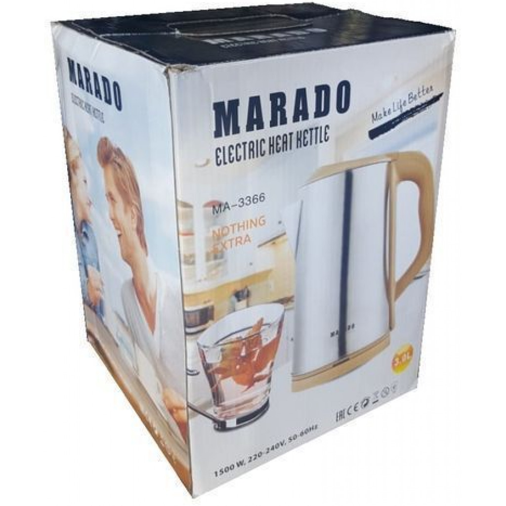 Marado Original Luxury 1500W 3L Large Stainless Electric Heat Kettle Percolator – Silver and Red Electric Kettles TilyExpress 4
