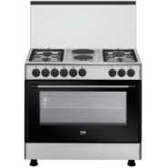 Beko GE 12121 DX: Freestanding Cooker (Fan-assisted, 90x60 cm), 4 Gas + 2 Electric Plates, 102 Litres Wide Multifunction (Fan Heating) Electric Oven - Stainless Steel