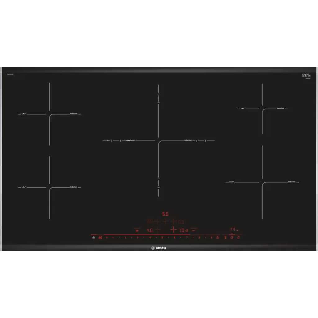 Bosch Electric Induction Hob PIV975DC1E; 90cm, PowerBoost, TouchSelect heat control, 2.2kw – 4.4kw power